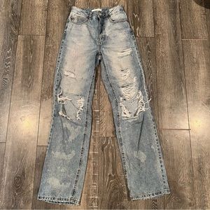 Pacsun Womens Jeans Size 23 Blue Cotton Denim Distressed High Rise 90s Boyfriend